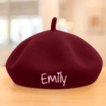 Personalisierte Vintage Baskenmütze aus Wolle mit Bestickten Namen Winter Accessoire Geburtstag Weihnachten Geschenk für Damen Herren