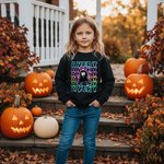Personalized Cute Colorful Neon Boo Ghost Kid Black T-shirt Sweatshirt with Name Halloween Party Gift for Boys Girls