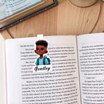 Personalized Cartoon Black Kid Magnetic Bookmark Clip with Name Reading Supplies Back to School Birthday Gift for Boys Girls Bookworms