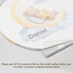 Personalizzato Luna Stelle Animali Carini Luce Notturna LED con Nome Data e Base in Legno Decor Asilo Nido Compleanno Baby Shower Regalo per Bambini