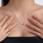 Personalised Double Birthstone Infinity Necklace Dainty Jewellery Wedding Birthday Gift for Couple Friend Women