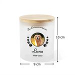 Personalisiertes Pfotenabdruck Kerzenglas mit LED-Kerze Titel Namen Datum Flügeln Haustier Verlust Erinnerung Trostgeschenk für Tierbesitzer