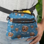 Personalised Bone Paw Print Pet Photo Waterproof Portable Dog Treat Pouch with Name Outdoor Activities Pet Party Birthday Gift For Pet Owner Lover