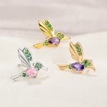 Personalized Hummingbird Birthstone Zircon Stud Earrings Dainty Jewellery Birthday Anniversary Gift for Women Hummingbird Lovers
