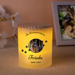Personalisiertes Pfotenabdruck Kerzenglas mit LED-Kerze Titel Namen Datum Flügeln Haustier Verlust Erinnerung Trostgeschenk für Tierbesitzer
