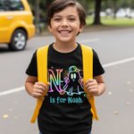 Personalized Cute Colorful Neon Boo Ghost Kid Black T-shirt Sweatshirt with Name Halloween Party Gift for Boys Girls