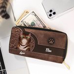 Portafoglio in pelle PU personalizzato con nome e motivo del gatto in stile vintage più scomparti regalo per amanti degli animali