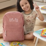 Personalisierte Multicolor Cord Kleinkind Schultasche mit gestickten Namen Geburtstag zurück zu Schule Geschenk für Kinder Kleinkinder