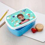 Portamerenda con nome personalizzato in stile cartone animato in materiale alimentare sicuro regalo di compleanno o ritorno a scuola per bambini