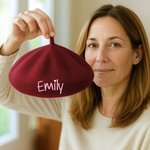 Henkilökohtainen Vintage Wool Beret Hat kirjailtu nimi Winter Accessory Syntymäpäivä Joululahja naisille miehille miehille