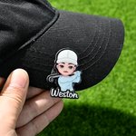 Personlig tecknad golffigur med magnetisk kepsklämma som födelsedagspresent eller tävlingsgåva för golfare