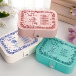 Personalized Toile De Jouy Birth Flower Bible Chapter Name PU Leather Jewelry Box Birthday Christmas Gift for Christians Women
