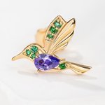 Personalized Hummingbird Birthstone Zircon Stud Earrings Dainty Jewellery Birthday Anniversary Gift for Women Hummingbird Lovers