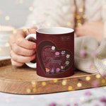 Personalized Vintage Heart Birth Flower 11 oz Ceramic Mug with 1-12 Names and Title Birthday Christmas Gift for Mom Grandma