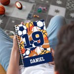 Personalized Stripes Camo A5 Spiral Notebook with Name Initial and 120 Pages Christmas Back to School Gift for Kids Students