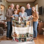 Personalized 12 Photos Collage Super Soft Blanket with Text Christmas Thanksgiving Day Gift for Family Friend