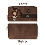 Portafoglio in pelle PU personalizzato con nome e motivo del gatto in stile vintage più scomparti regalo per amanti degli animali