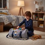 Personalized Cartoon Character Birth Flower Kid Seersucker Duffle Bag Overnight Sports Travel Essentials Birthday Gift for Boys Girls