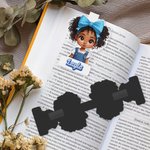 Personalized Cartoon Black Kid Magnetic Bookmark Clip with Name Reading Supplies Back to School Birthday Gift for Boys Girls Bookworms