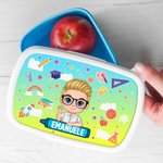 Portamerenda con nome personalizzato in stile cartone animato in materiale alimentare sicuro regalo di compleanno o ritorno a scuola per bambini