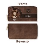 Cartera de cuero PU personalizada con diseño retro de gato varios compartimentos y cremallera metálica ideal para cumpleaños y aniversarios