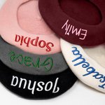 Henkilökohtainen Vintage Wool Beret Hat kirjailtu nimi Winter Accessory Syntymäpäivä Joululahja naisille miehille miehille