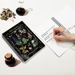 Personalized Gothic Starry Sky Herbal A5 Spiral Notebook with Name Daily Use Halloween Gift for Book Lovers Goth Herbal Enthusiasts