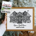Maison Personnalisée Photo Ligne Broderie Encadrée Peinture avec Texte Décoration murale Anniversaire Pendaison de crémaillère Mariage Cadeau de Noël pour les Amis