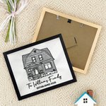 Maison Personnalisée Photo Ligne Broderie Encadrée Peinture avec Texte Décoration murale Anniversaire Pendaison de crémaillère Mariage Cadeau de Noël pour les Amis