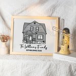 Maison Personnalisée Photo Ligne Broderie Encadrée Peinture avec Texte Décoration murale Anniversaire Pendaison de crémaillère Mariage Cadeau de Noël pour les Amis