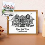 Maison Personnalisée Photo Ligne Broderie Encadrée Peinture avec Texte Décoration murale Anniversaire Pendaison de crémaillère Mariage Cadeau de Noël pour les Amis