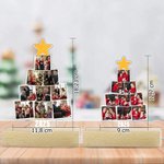 Gepersonaliseerd Familie 9 Foto's Kerstboom Ster Acryl LED Nachtlampje met Houten Voet en Jaargetal Woondecoratie Kerstcadeau voor Gezinnen en Ouders