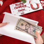 Personalized Santa Claus Initial Card Wallet with Name and Envelope Christmas Party Gift for Family Friend