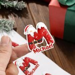 Personalized Santa Claus Christmas Initial Waterproof Stickers Labels with Name Christmas Decor Party Favors for Family Kids