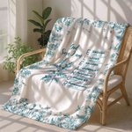 Personalised Toile De Jouy Birth Flower Bible Chapter Name Soft Throw Blanket Baptism Birthday Christmas Gift for Women Christians