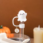 Personalised Bat Pumpkin Witch Hat Ghost Straw Topper with Initial Charm Accessory for Stanley Cup Halloween Gift for Family Friends