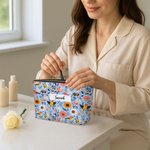 Personalisierte Folklore-Design Blumen Kosmetiktasche mit Namen Reisezubehör Geburtstag Jahrestag Geschenk für Damen Freunde