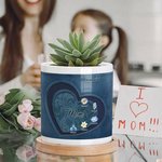 Personalized Vintage Heart Birth Flower Ceramic Plant Pot with 1-12 Names and Title Home Decor Christmas Gift for Mom Grandma