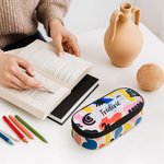 Trousse à Crayons Multi-compartiments Personnalisée avec Nom et Motif de Fond Style Graffiti Abstrait Cadeau Rentrée Scolaire Anniversaire pour Enfant