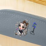 Personalized Fashion Girl Birth Flower Mini PU Leather Coin Purse with Name Daily Travel Accessories Birthday Christmas Gift for Women Girls