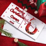 Personalized Santa Claus Initial Card Wallet with Name and Envelope Christmas Party Gift for Family Friend