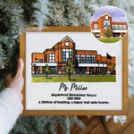 Personalized School Building Photo Embroidery Framed Painting with Text Wall Decor End of School Farewell Retirement Gift for Teachers
