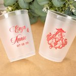 Lot de 50 gobelets jetables en plastique givré avec nom du couple et date Faveurs de mariage et de fiançailles pour couple de jeunes mariés