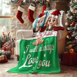 Personalisierte Festliche Cartoon-Figur Kuscheldecke mit Namen und Katze Haus Deko Weihnachtsgeschenk für Paare