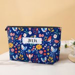 Personalisierte Folklore-Design Blumen Kosmetiktasche mit Namen Reisezubehör Geburtstag Jahrestag Geschenk für Damen Freunde