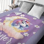 Personalized Fantasy Unicorn Dreamy Moon Soft Throw Blanket with Name Home Decor Birthday Baby Shower Gift for Girls