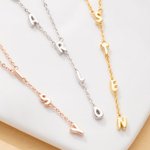 Personalized Bubble Letter Y Lariat Necklace with Name Dainty Jewelry Anniversary Birthday Gift for Women