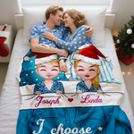 Personalisierte Festliche Cartoon-Figur Kuscheldecke mit Namen und Katze Haus Deko Weihnachtsgeschenk für Paare