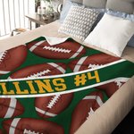 Personalized Football Multicolor Soft Throw Blanket with Text Birthday Game Day Team Gift for Football Lovers Players