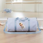 Borsa da danza personalizzata a righe a tema danza classica con nome e tracolla regalo di compleanno per ragazze e amanti della danza